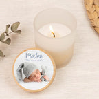 Vela aromática personalizada com tampa de madeira