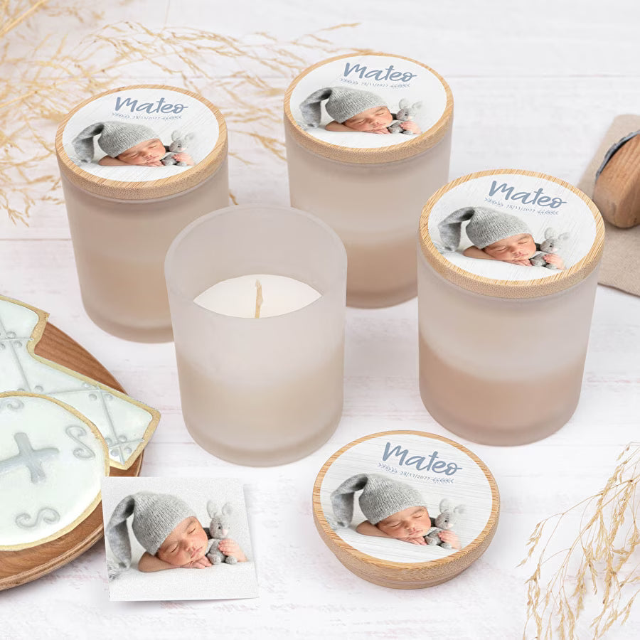 Vela aromática personalizada com tampa de madeira